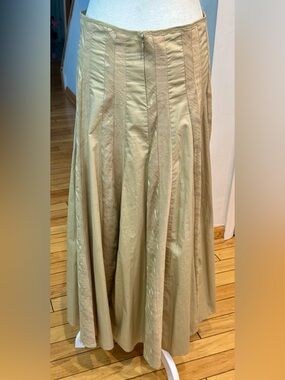 BCBGirls Khaki Swing, Paneled Cotton  Skirt